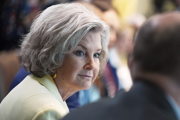 FILE - White House Chief of Staff Susie Wiles listens during a cabinet meeting at the White House, April 30, 2025, in Washington. (AP Photo/Evan Vucci, File)
Susie Wiles
