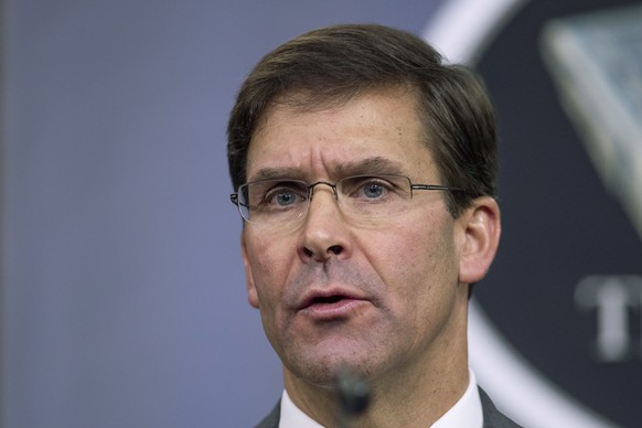 FILE - In this Aug. 28, 2019, file photo, Secretary of Defense Mark Esper speaks to reporters during a briefing at the Pentagon. Esper says the &quot;impulsive&quot; decision by Turkey to invade north ...