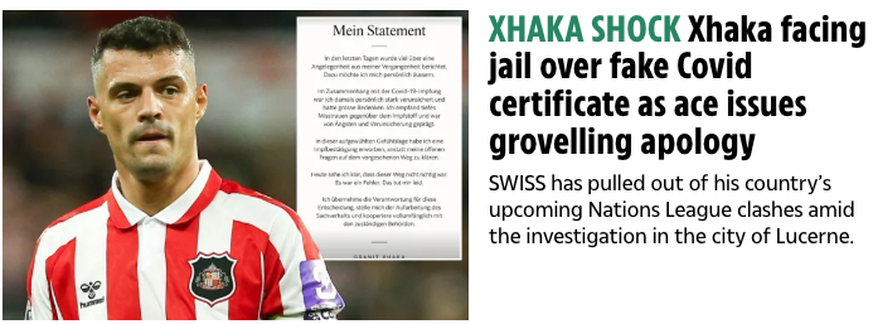 «Sunderlands Granit Xhaka droht Geldstrafe oder Gefängnis»