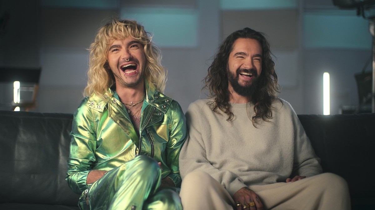 Tom and Bill Kaulitz on the set of Kaulitz &amp; Kaulitz, Courtesy of Netflix 2024
