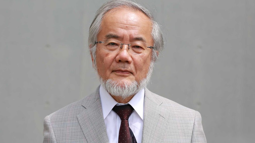 Da freut sich aber jemand! Zellbiologe&nbsp;Yoshinori Ohsumi staubt den Nobelpreis ab.