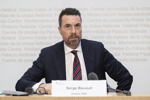 Serge Bavaud, Direktor des Nachrichtendienst.des Bundes, NDB, zieht eine erste Bilanz nach seinem Amtsantritt im vergangenen November, am Donnerstag, 26. Februar 2026, in Bern. (KEYSTONE/Peter Schneid ...