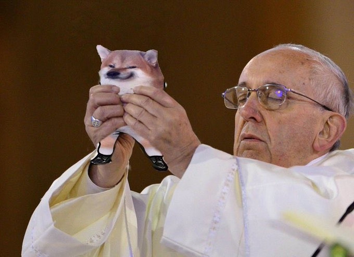 Die Nafo hat weder mit dem Papst etwas zu tun noch mit der Kryptowährung Dogecoin, die das freundliche Hundegesicht als Logo verwendet.