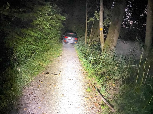 Ein alkoholisierter Fahrzeuglenker wollte am Mittwochabend, 10. August 2022, möglichst schnell nach Hause und fuhr auf einem Fussweg der Reuss entlang. Auf einer Holzbrücke blieb das Auto stecken.