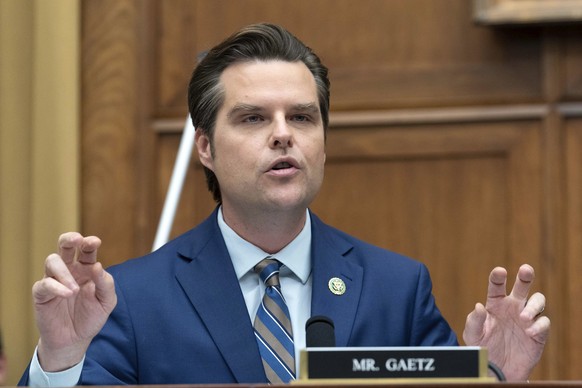 Rep. Matt Gaetz, R-Fla., speaks during the House Judiciary Committee hearing on oversight of the U.S. Department of Homeland Security on Capitol Hill in Washington, Wednesday, July 26, 2023. (AP Photo…