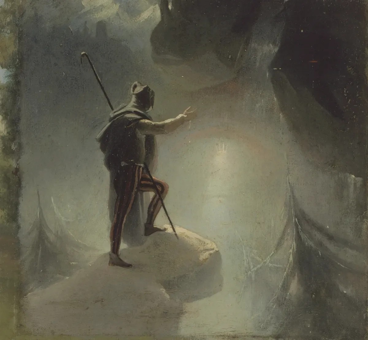 «Manfred invoquant l’esprit des Alpes», par Charles Gleyre, vers 1825.
https://sammlung.nationalmuseum.ch/de/list/collection?searchText=Gleyre%2520Charles%2520&amp;detailID=100157123