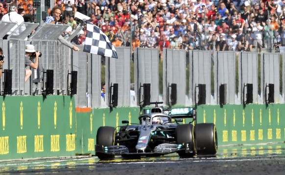 epa08394953 (FILE) - British Formula One driver Lewis Hamilton of Mercedes wins the Hungarian Formula One Grand Prix at the Hungaroring circuit, in Mogyorod, Hungary, 04 August 2019 (re-issued on 01 M ...