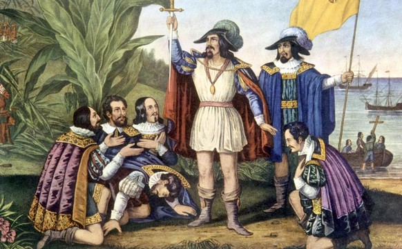 Kolumbus entdeckt Amerika Zeichnung Kunst 1492 Historisches