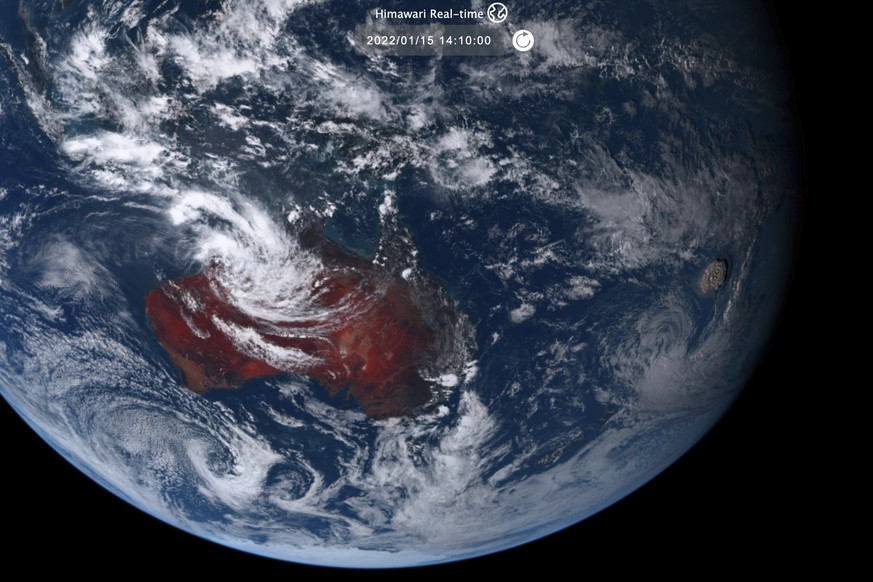 Der Unterwasservulkan auf Tonga vom Weltall aus aufgenommen.