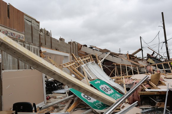 epa07084614 A collapsed building after the arrival of Hurricane Michael in Panama City, Florida, USA, 10 October 2018. According to media reports, Hurricane Michael made landfall on the Florida panhan ...