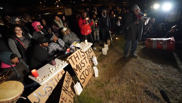 Rev. Andre E Johnson, of the Gifts of Life Ministries, preaches at a candlelight vigil for Tyre Nichols, who died after being beaten by Memphis police officers, in Memphis, Tenn., Thursday, Jan. 26, 2 ...