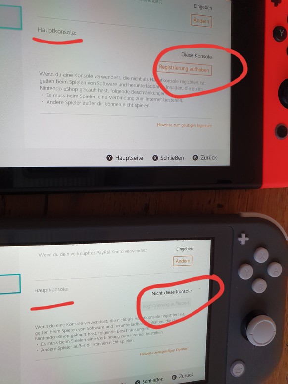 Tipp: Im eShop lässt sich im Nuterzkonto die Switch Lite als Hauptkonsole einrichten.