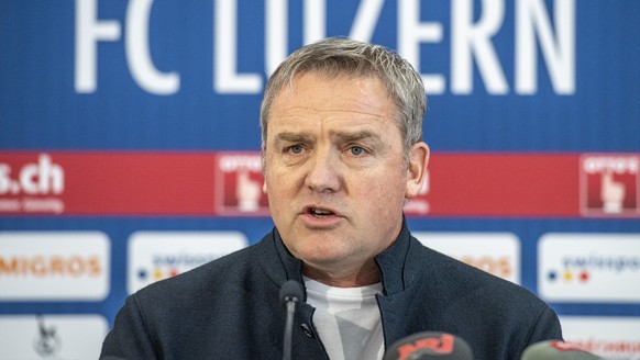 Der Praesident des FC Luzern, Stefan Wolf anlaesslich einer Medienkonferenz zum Fuehrungsstreit zwischen dem FC Luzern Verwaltungsrat und Investor Bernhard Amstaeg vom Mittwoch, 22. Maerz 2023 in Luze ...