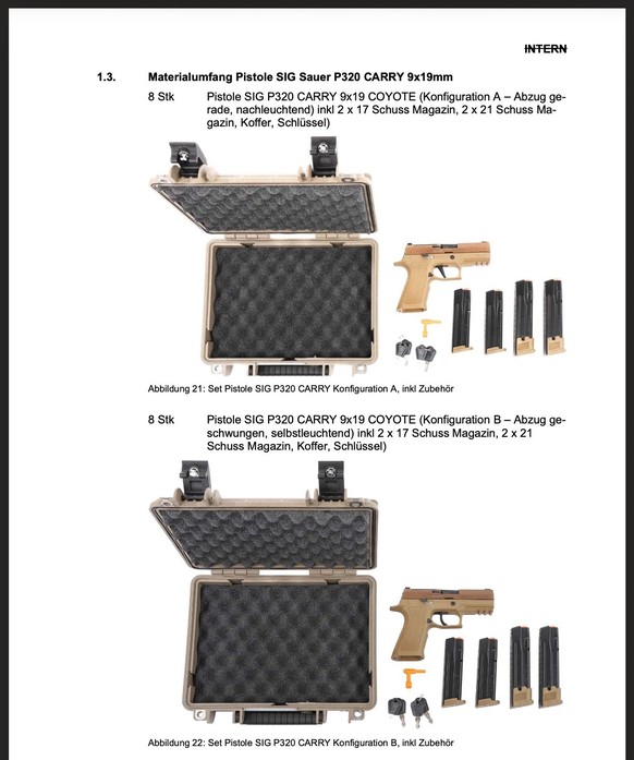 Bericht Truppenversuch neue Schweizer Armeepistole (2026). Es wurden zwei Varianten der SIG Sauer P320 Carry getestet.