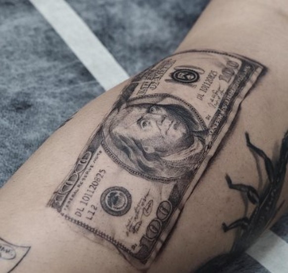 3D tattoos realistic dollar bill