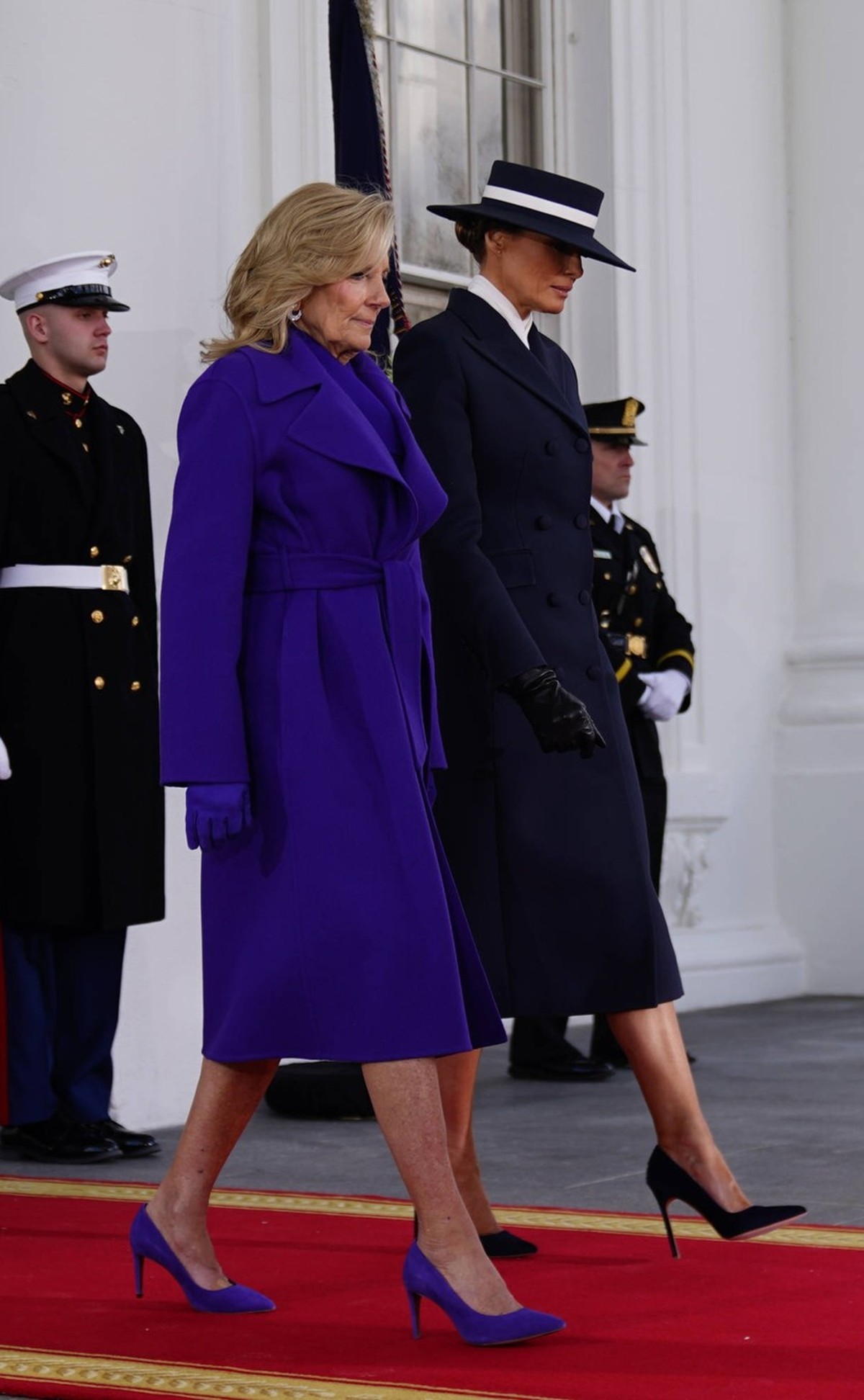 Inauguration of the 47th President Frist Lady Dr. Jill Biden L and Melania Trump R exit the White House during inauguration ceremonies for US President Donald Trump in Washington, DC, USA, 20 January  ...