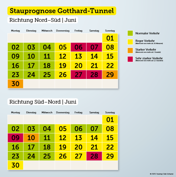 Vor und nach Pfingsten rechnet Viasuisse vor dem Gotthardtunnel mit viel Stau.
