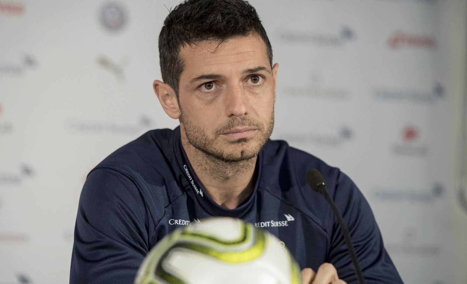 Blerim Dzemaili of the Switzerland soccer national team during a press conference in Lucerne, Switzerland, Monday, 26 March, 2018. Switzerland will play against Panama on Tuesday, 27 March 2018 in Luc ...