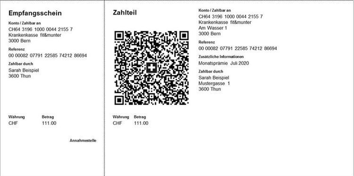 QR-Rechnung: Einzahlungsschein mit QR-Code.