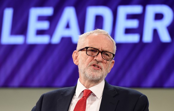 epa07177754 British Labour party leader Jeremy Corbyn Jeremy Corbyn delivers a speech at the annual Confederation of British Industry (CBI) Conference in London, Britain, 19 November 2018. Reports sta ...