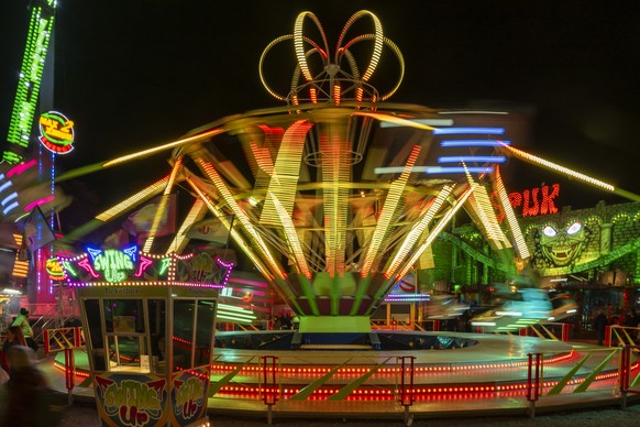 Impressions of some fairground rides at the autumn fair in Basel, Switzerland, Wednesday, October 30, 2024. The Herbstmesse of Basel (autumn fair) looks back on a history of over 550 years, and is spr ...