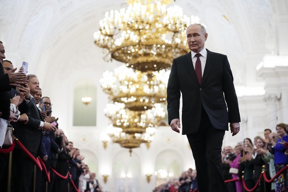epa11324424 Russian President Vladimir Putin attends the inauguration ceremony in the Kremlin, in Moscow, Russia, 07 May 2024. Putin won the presidential elections in March 2024. EPA/ALEXANDER ZEMLIAN ...