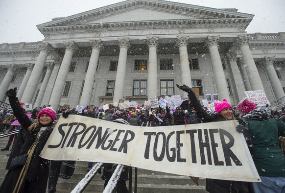 FILE - In this Monday, Jan. 23, 2017 file photo, thousands attend a women&#039;s march on the Capitol in Salt Lake City. The array of massive women&#039;s marches in January 2017, primarily a backlash ...