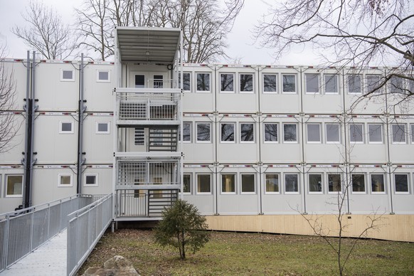 Die aus Container gebaute Unterkunft f