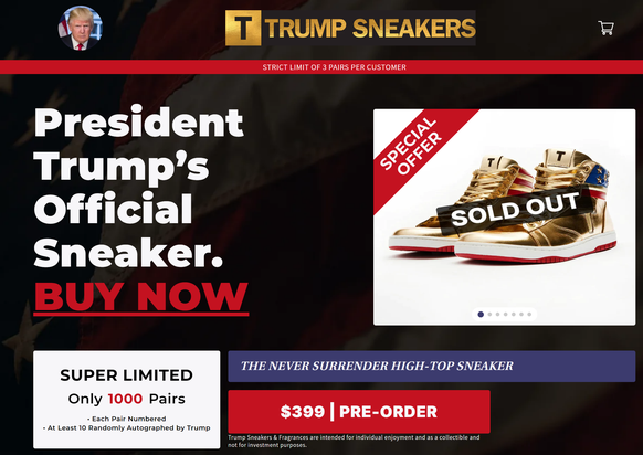 Trump verkauft goldene Sneakers für 399 Dollar