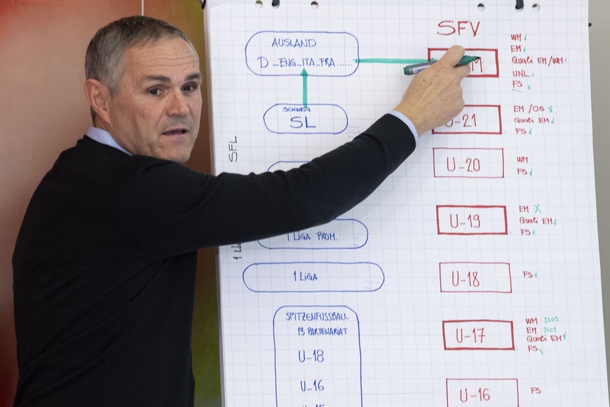 Pierluigi Tami, Nationalteam-Direktor des Schweizerischen Fussballverbands SFV, zieht nach rund fuenfmonatiger Amtszeit ein erstes Fazit und spricht ueber seine Vision zur Organisation des Schweizer F ...