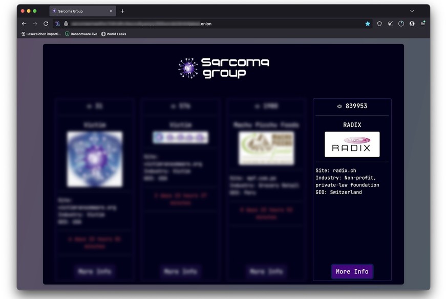 Ransomware-Operation Sarcoma Group leakt Daten von Radix