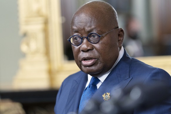 Ghana&#039;s President Nana Addo Dankwa Akufo-Addo, meets with Vice President Kamala Harris, Thursday, Sept. 23, 2021, in Harris&#039; ceremonial office in the Eisenhower Executive Office Building on  ...