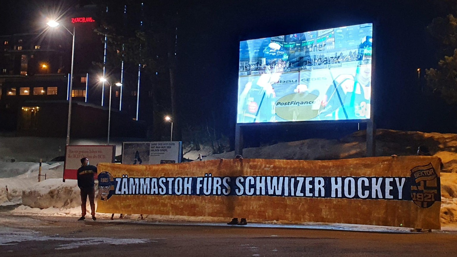 Protest-Aktion gegen die Ligareform der National League in Davos