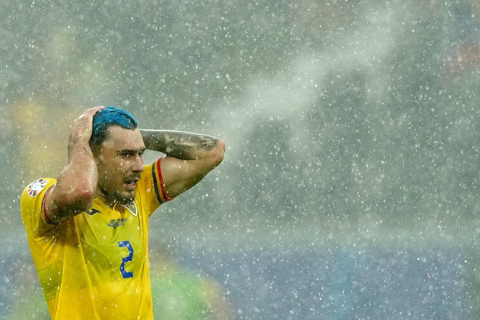 Romania s Andrei Ratiu during the Euro 2024 soccer match between Slovakia and Romania at the Frankfurt Arena , Frankfurt , Germany - Wednesday 26 June 2024. - Soccer . PUBLICATIONxNOTxINxITAxFRAxCHN C ...