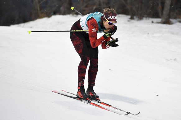 Laurien van der Graaff of Switzerland in action during the women Cross Country Skiing Individual Sprint Classic race qualification during the XXIII Winter Olympics 2018 at the Alpensia Biathlon Center ...