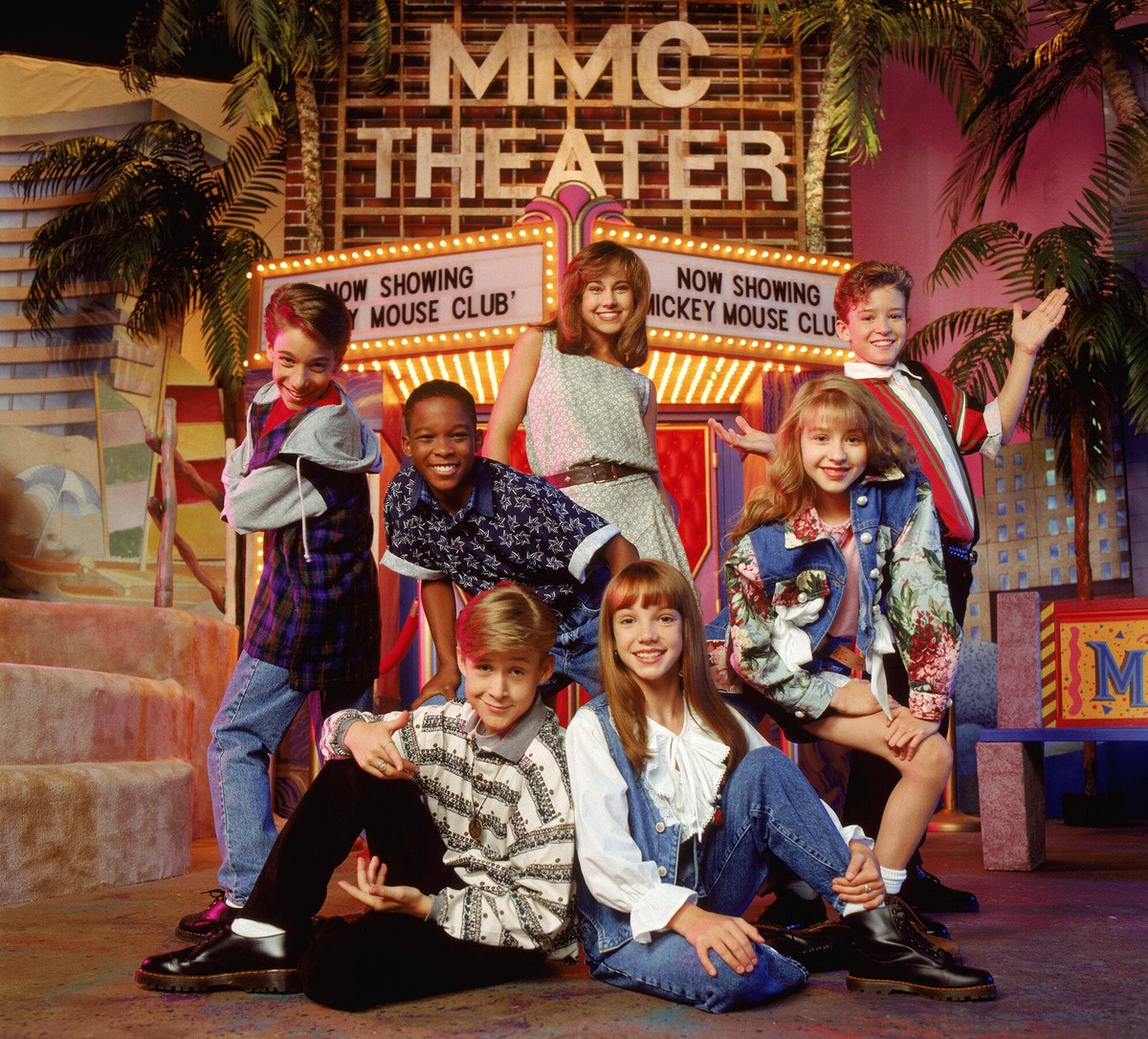 THE ALL NEW MICKEY MOUSE CLUB aka MMC, clockwise from upper center: Nikki DeLoach, Justin Timberlake, Christina Aguilera, Britney Spears, Ryan Gosling, T.J. Fantini, Tate Lynche, 1989-94. Buena Vista  ...