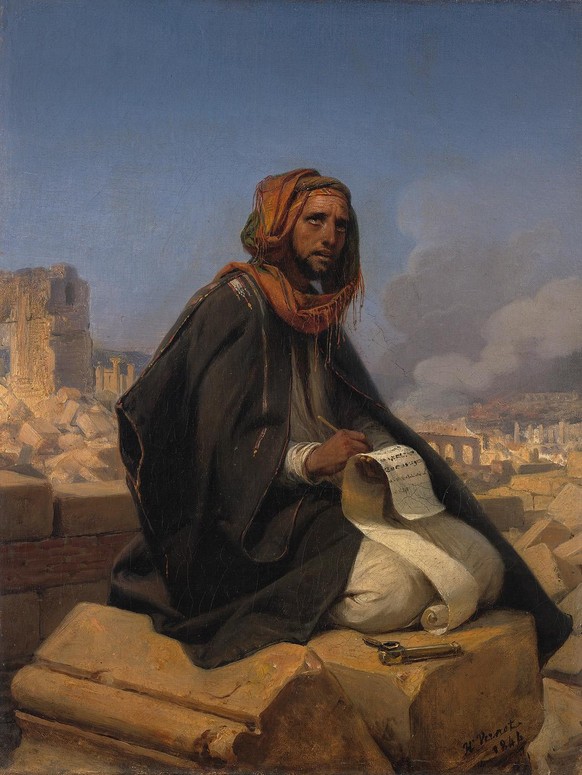 «Jeremia auf den Ruinen Jerusalems», gemalt vom französischen Historienmaler Horace Vernet, 1844.