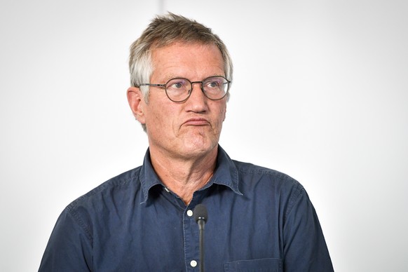 epa08574299 State epidemiologist Anders Tegnell of the Public Health Agency of Sweden speaks during a news conference updating on the coronavirus Covid-19 situation, in Stockholm, Sweden, 30 July 2020 ...