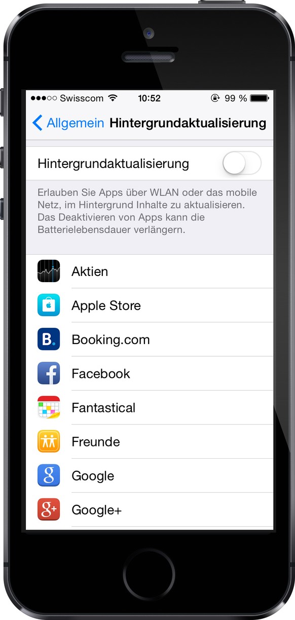 &gt; Einstellungen &gt; Allgemein &gt; Hintergrundaktualisierung.