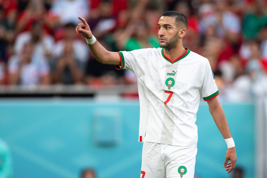 Belgium v Morocco- FIFA World Cup, WM, Weltmeisterschaft, Fussball Qatar 2022 Group F Hakim Ziyech of Morocco during the FIFA World Cup Qatar 2022 Group F match between Belgium and Morocco at Al Thuma ...