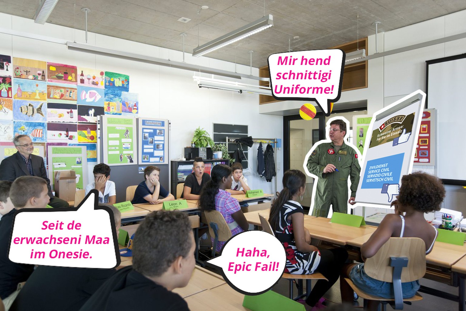 Stadtrat Gerold Lauber, Vorsteher des Schul- und Sportdepartements, besucht zum Schulbeginn eine Sekundarschule in Albisrieden am Montag, 20. August 2012, in Zuerich. (KEYSTONE/Alessandro Della Bella)