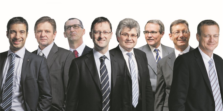Diese acht Parlamentarier haben einen ruhigen Sommer: Andrea Caroni, Isidor Baumann, Werner Hösli, Peter Keller, Ivo Bischofberger, Thomas Hefti, Josef Dittli, Martin Landolt (v. l.).