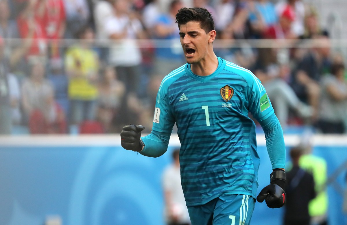 epa06888514 Goalkeeper Thibaut Courtois of Belgium reacts after the 2-0 during the FIFA World Cup 2018 third place soccer match between Belgium and England in St.Petersburg, Russia, 14 July 2018.

( ...