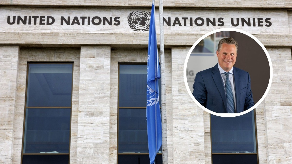 Le bâtiment de l'ONU à Genève. Vincent Subilia (médaillon).