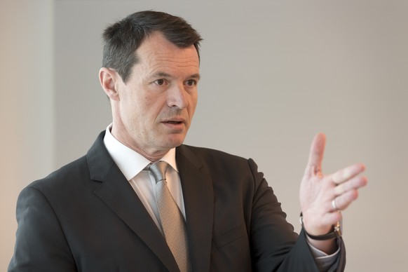 CEO Guy Lachapelle spricht an der Bilanzmedienkonferenz der Basler Kantonalbank in Basel, am 1. Maerz 2018. (KEYSTONE/Georgios Kefalas)