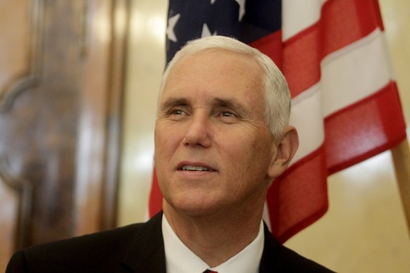 epa06118529 US Vice President Mike Pence looks on during his meeting with Estonian President Kersti Kaljulaid, in Tallinn, Estonia, 31 July 2017. US Vice President Mike Pence is visiting Estonia befor ...