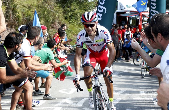 Katusha Team rider Joaquim &quot;Purito&quot; Rodriguez of Spain rides to win the 175.8km 15th stage of the Vuelta Tour of Spain cycling race from Comillas to Sotres-Cabrales, northern Spain, Septembe ...