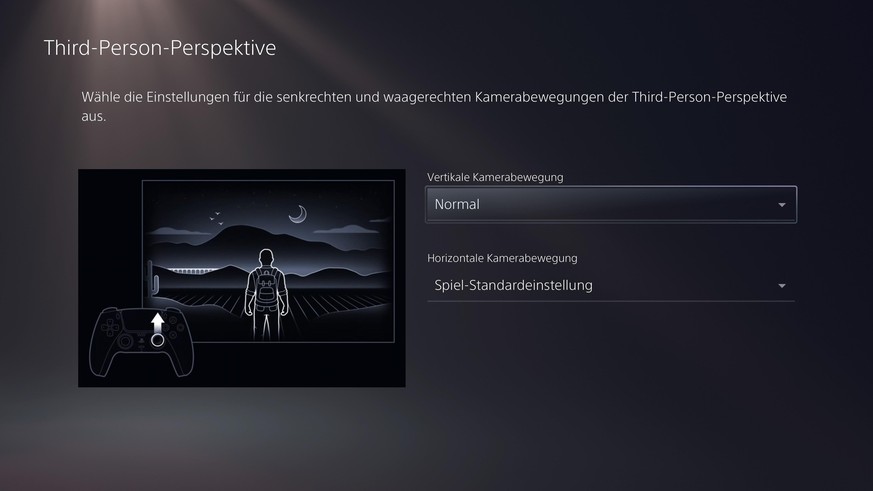 Das Kameraverhalten beim Benutzen des rechten Analogsticks lässt sich über die Spielvoreinstellungen Titel-übergreifend festlegen.