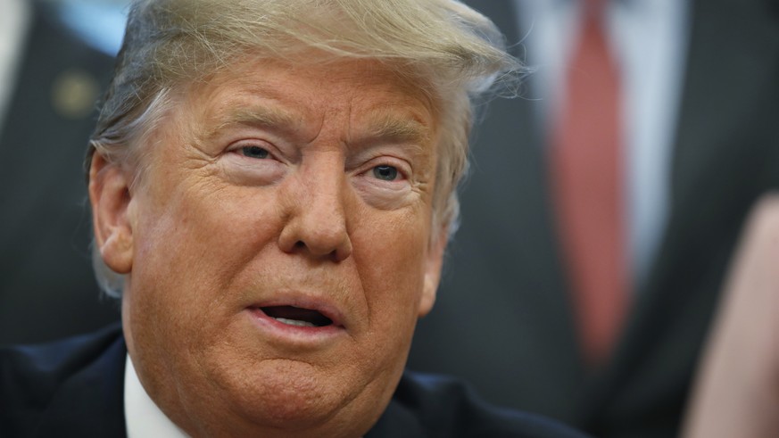 President Donald Trump talks before signing anti-human trafficking legislation, Wednesday Jan. 9, 2019, in the Oval Office of the White House in Washington. (AP Photo/Jacquelyn Martin)