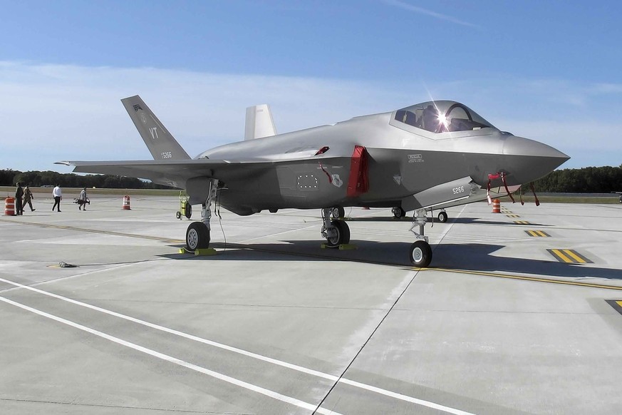 FILE - In this Sept. 19, 2019 file photo, an F-35 fighter jet arrives at the Vermont Air National Guard base in South Burlington, Vt., United States. Israeli Defense Minister Benny Gantz is headed to  ...